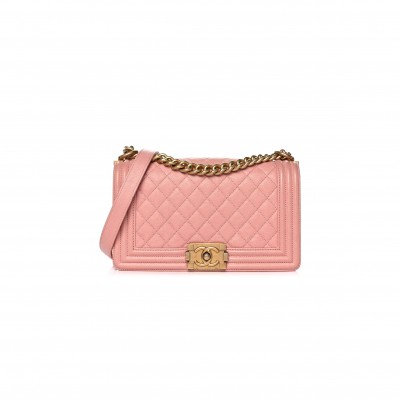 CHANEL CAVIAR MEDIUM QUILTED BOY FLAP PINK A01112 (25*15*8cm)